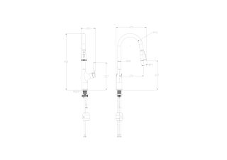 Смеситель для кухни Wonzon & Woghand WW-AE54123-BGG с выдвижным изливом тёмный графит